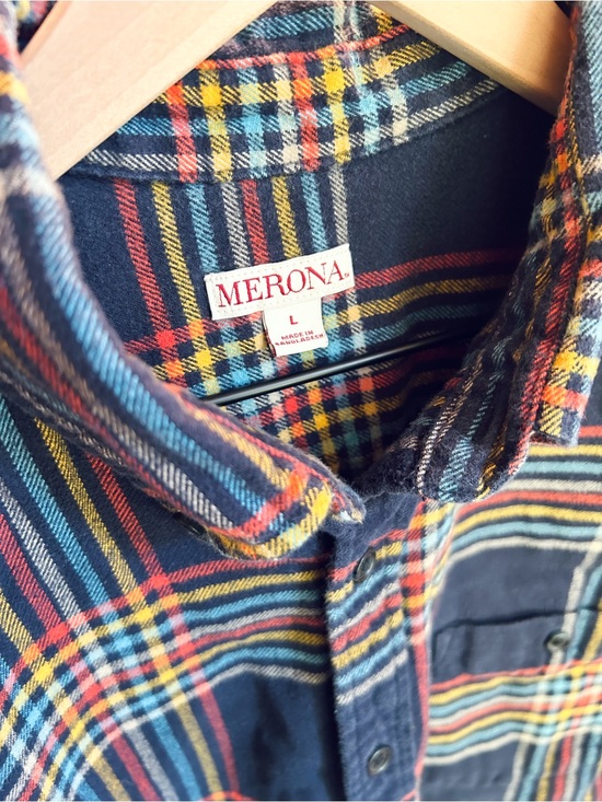 Merona Other - Men’s Merona Navy Blue Rainbow Plaid Flannel - Size Large
